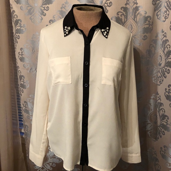 Tops - Pear and rhinestone embellished blouse